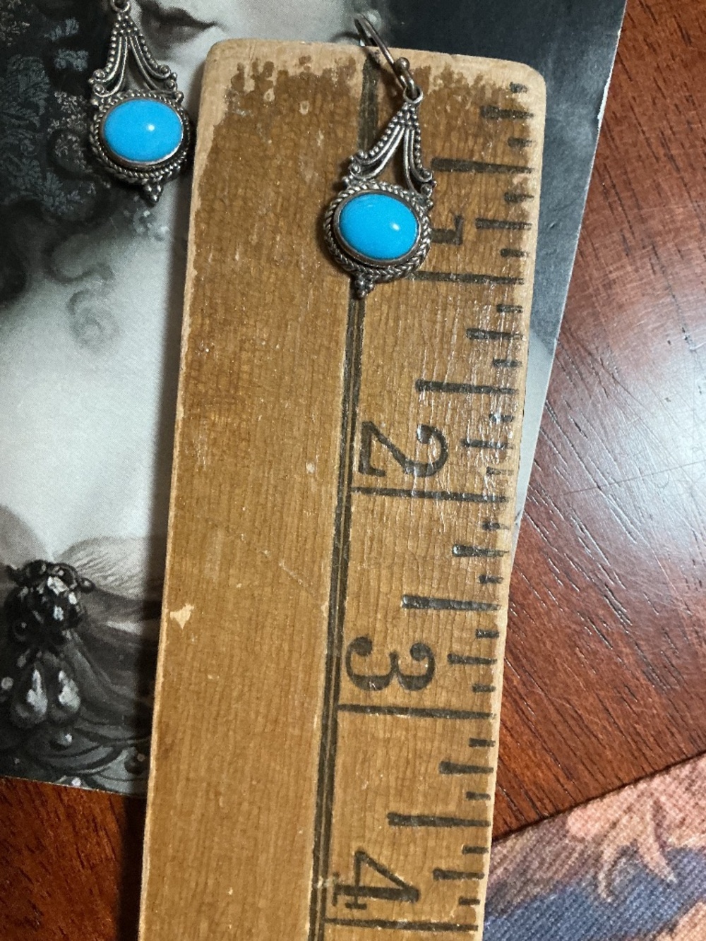 Samuel B Sleeping Beauty Turquoise & .925 Sterling Silver Earrings - Picture 6 of 6
